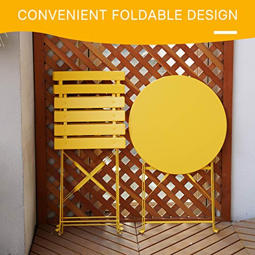 Grand patio 3-Piece Folding Bistro Set, 2 Chairs and 1 Table, Weather-Resistant Outdoor/Indoor Conversation Set for Patio,...