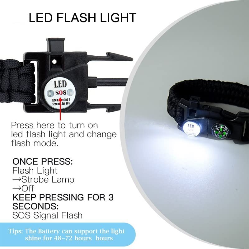 GALAXYLENSE Galaxy 21 in 1 Survival Bracelet, Paracord Emergency Outdoor Sports Wristband Kit Waterproof Compass, SOS LED ...