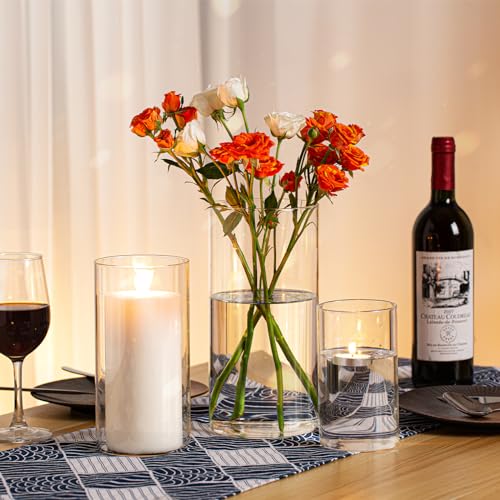 PHOSPHOR Hurricane Candle HoldersFor Pillar Candle Clear Glass Cylinder Centerpieces Vases Table Decoration Centerpiece Fl...