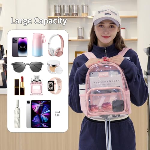 Cusangel Clear Backpack Stadium Approved 12×6×12,TPU Transparent Backpacks Plastic See Through Bag, Clear Bag for Concert ...