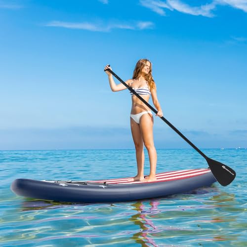 GYMAX Stand Up Paddle Board, Inflatable SUP with Wide Non-Slip EVA Deck, Accessories-Leash, D Rings, Hand Pump, Adjustable...