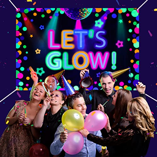 7x5ft Neon Let's Glow Party Backdrop Colorful Photography Background Glow in The Dark Party Supplies, Neon Party Decoratio...