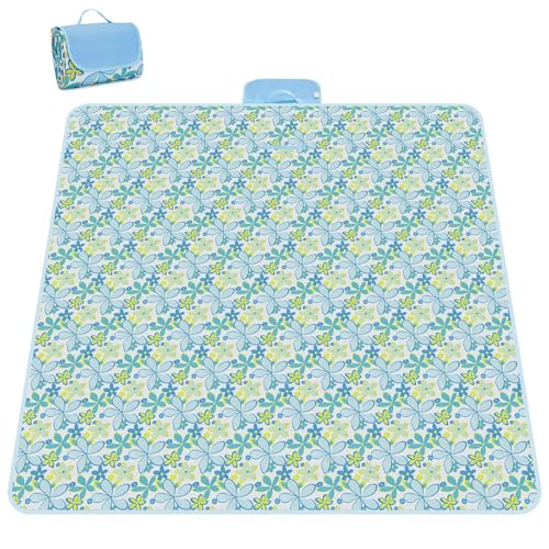 Lacabin Picnic Blanket 77 x 79 Inches Waterproof Oxford Fabric Picnic Blanket Portable and Foldable Outdoor Mat for Campin...