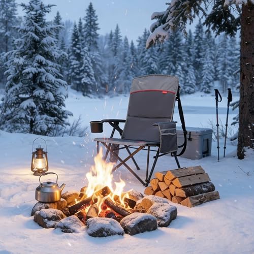 TIMBER RIDGE Oversized Heated Camping Chair with Lumbar Support, Portable Folding Chair Heavy Duty for Adults Supports 450...