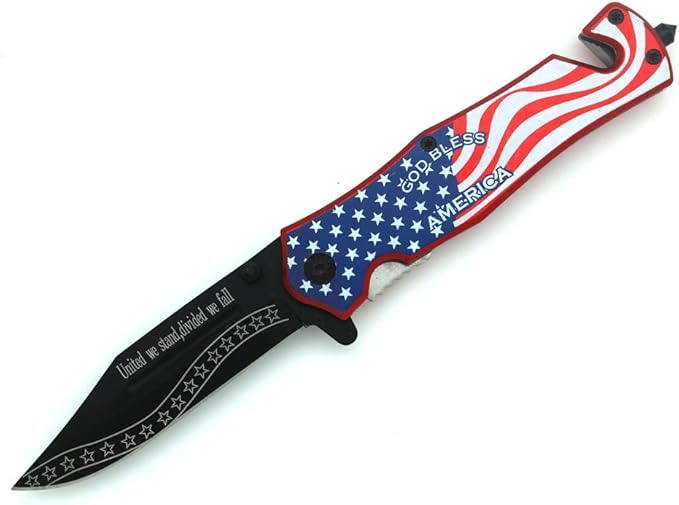 Snake Eye Tactical 90-36Sw-Mc USA Flag Razor Sharp Survival Rescue Folder Action Assisted Knife