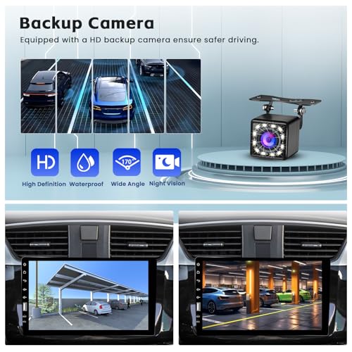 Hikity 9 Inch Single Din Car Stereo Support Carplay Android Auto Radio, Touch Screen with Bluetooth/GPS Navigation/Mirror ...