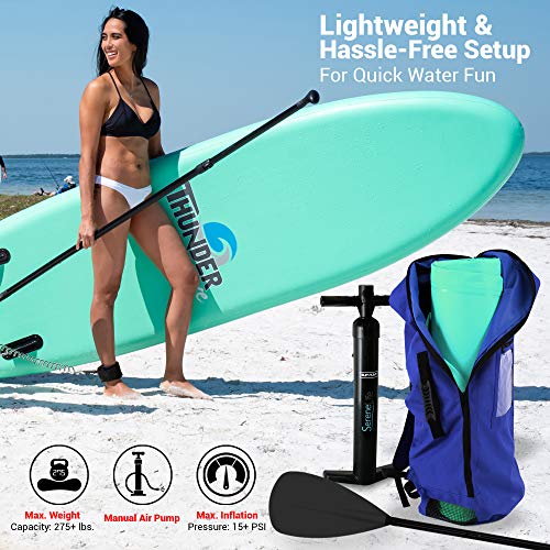 SereneLife Inflatable Stand Up Paddle Board - Wide Stable Design, Non-Slip Deck for Adults & Youth with Premium Paddle Boa...