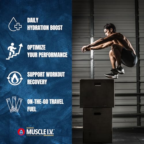 Muscle I.V.® Hydration Electrolyte Drink Mix - Watermelon Peach - 16 Easy Open Single Serve Powder Stick Packs | Caffeine ...