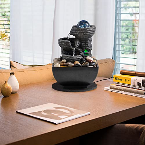 Tabletop Fountain Indoor Waterfall Meditation Fountain Like Layers of Rock Desktop Water Feature Includes Many Natural Riv...