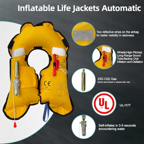 HWAYAN Automatic Inflatable Life Jacket | Inflatable PFD Jackets for Adults|Kayak Life Vest | for Outdoor Water Sports | F...