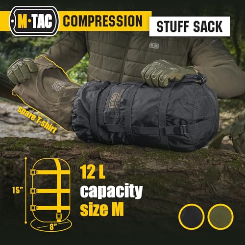 M-Tac Compression Stuff Sack for Sleeping Bag Military Water Resistant Compression Bag Lightweight Nylon Compression Sack ...