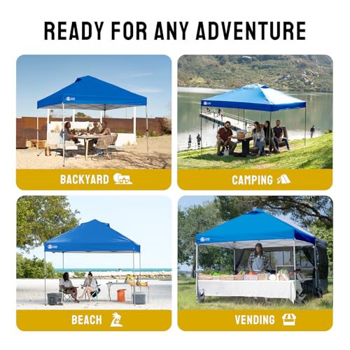 CROWN SHADES 10x10 Pop Up Canopy - Beach Tent with One Push Setup - Easy Outdoor Sun Shade for Events, Parties, Camping - ...