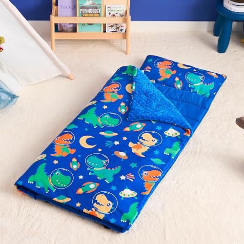 JOIEDOMI Toddler Sleeping Bag for Kids 55''x30'' Nap Mat with Removable Pillow and Minky Blanket for Toddler Ages 3-7 Roll...