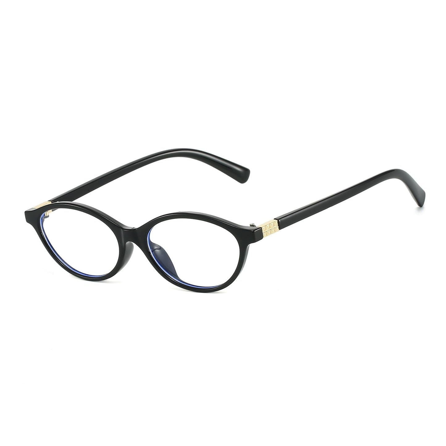 Ljczka Oval Blue Light Blocking Glasses For Women Men Vintage Small Oval Y2K Frame Cat Eye Computer Eyeglasses Clear Lens (Black