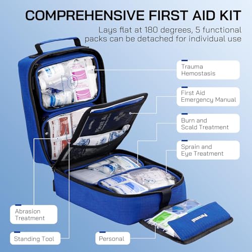 Professional 506 PCS First Aid Kit – 4-in-1 Detachable Emergency Medical Kit for Home, Car, Travel, Camping, Hiking, Workp...