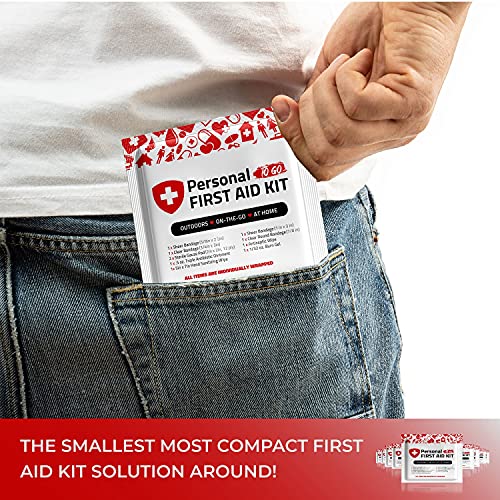 Portable Travel Size First Aid Kit - Perfect for Home, Office, Car, School, Business, Travel, Hiking, College, and Outdoor...