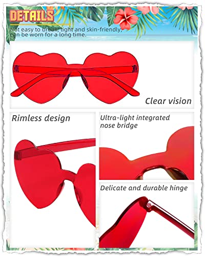 PARSUP 14 Pairs Heart Shaped Rimless Frameless Sunglasses Transparent Candy Color Glasses Tinted Eyewear Bachelorette Part...