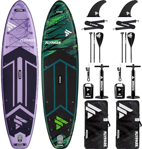 Flypark Couple Bundles｜11'x34''x6'' Extra Wide Inflatable Stand Up Paddle Boards, All Accessories+2, 116L Backpack, Should...