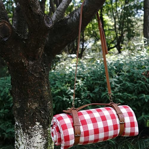 UFURMATE Picnic Blanket Carry Strap, PU Leather Yoga Mat Carry Strap with Adjustable Shoulder Belt for Outdoor Camping Hik...