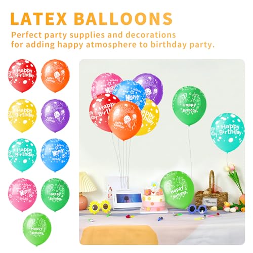 50pcs 12inch Happy Birthday Balloons for Men&Women, Assorted Balloons for Party, Beautiful Flowers Printed Decoration (Bir...