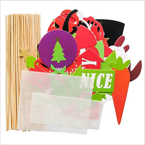 BinaryABC Christmas Party Photo Booth Props for Party Decoration (28PCS)