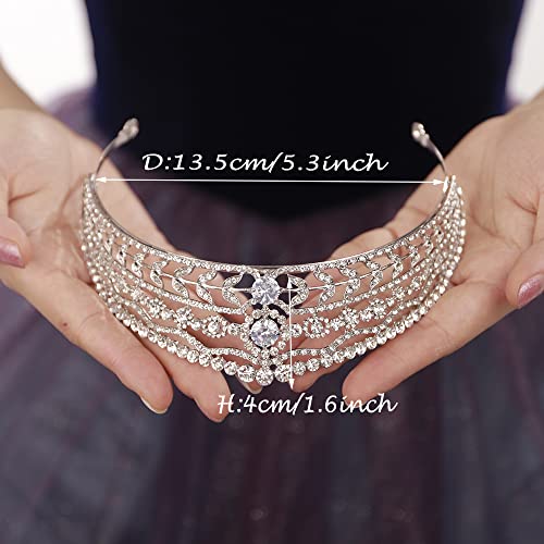 JWICOS Crystal Rhinestone Queen Bride Tiara Crown for Women Brides Headdress Vintage Bridal Birthday Prom Wedding Tiaras a...