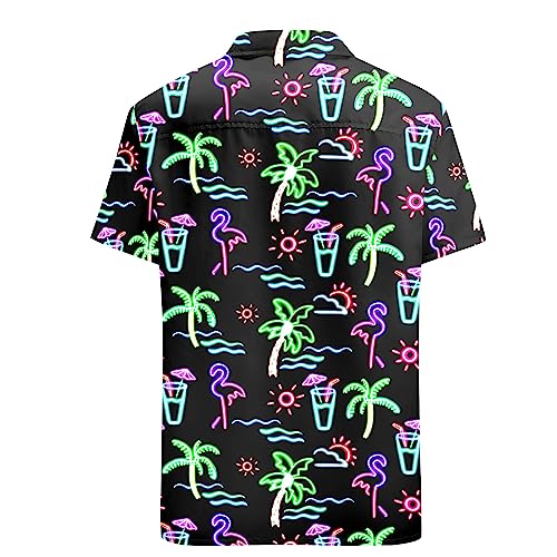 Stazary Neon Shirts for Men Button Up Shirts,Mens Neon Shirt Hawaiian Shirt for Men,Mens Beach Shirts Neon Clothes