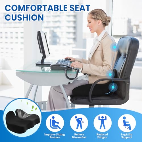 CushZone Seat Cushion, Memory Foam Office Chair Seat Cushion for Office Chairs/Car/Long Trip/Desk Chair/Gaming, Extra Larg...