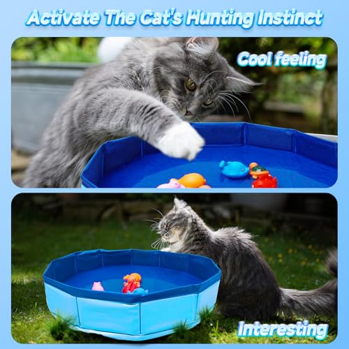 Eelexa Portable Cat Pool Toy with 6 Fish-Shaped Water Toys, Interactive Splash-Proof Indoor Cat Toys for Boredom Relief, S...