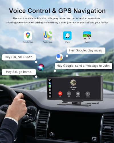 HK5 Carplay Screen for Car, 10.26’’ HD Wireless Apple Carplay & Android Auto Touchscreen with Backup Camera, Car Play Scre...