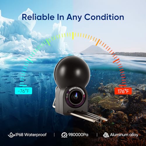 Underwater Fishing Camera 5 Inch, 1000TVL IPS Monitor Fish Finder, Wide Angle IP68 Waterproof, Infrared Night Vision with ...