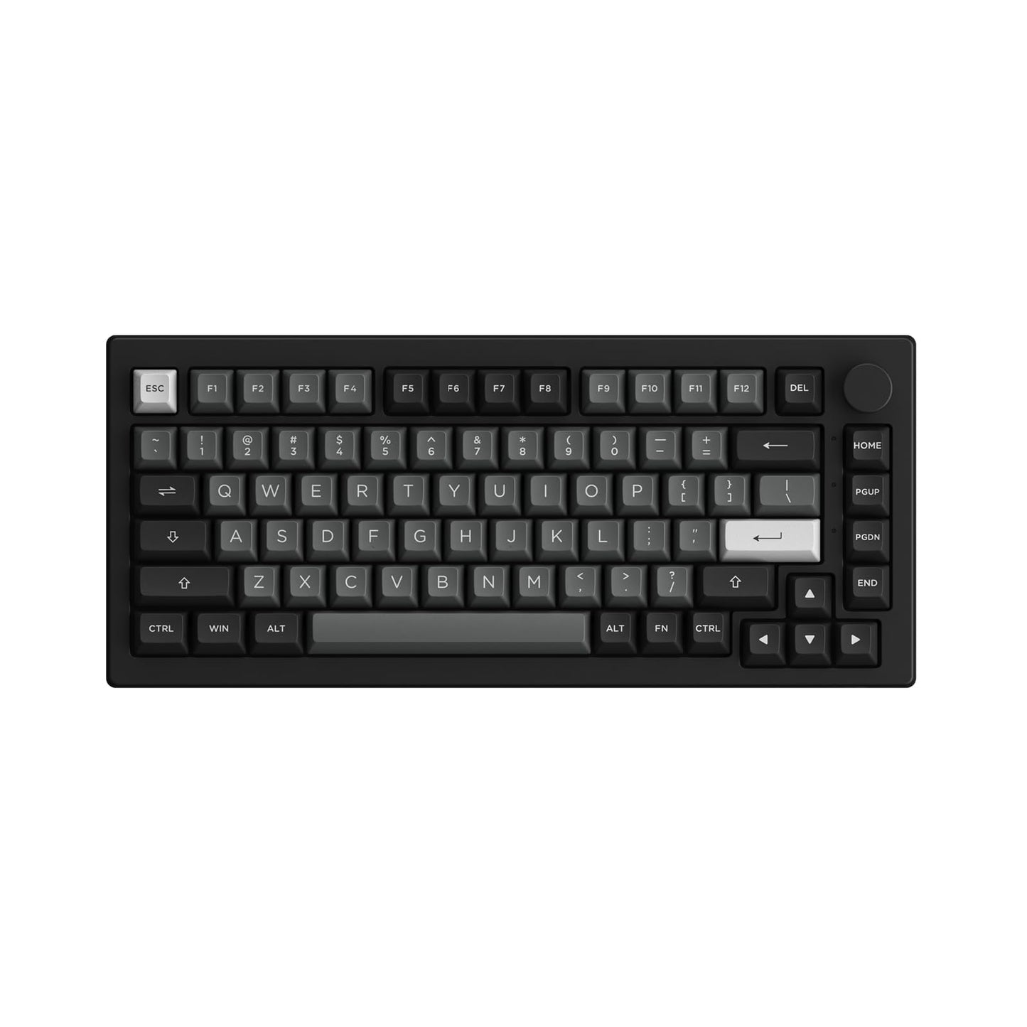 Akko 5075B Plus Mechanical Keyboard 75% Percent Rgb Hot-Swappable Creamy Keyboard With Knob, Black & Silver Theme With Pbt Doubl