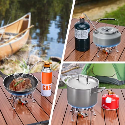 WADEO 3900W Windproof Camping Stove, Camping Gas Stove with Piezo Ignition, Backpacking Stove Portable Camping Stove with ...