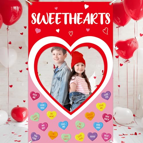 Valentine's Day Candy Heart Photo Prop Selfie Frame Valentine's Day Party Decoration Sweet Candy Conversation Hearts Hangi...