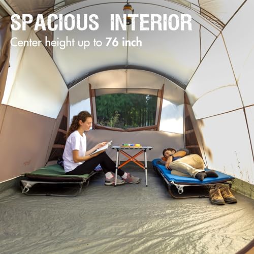 PORTAL 6/8/10 Person Family Camping Tent with Screen Room, Water Resistant Big Tunnel Tents with Rainfly, Large Family Ten...