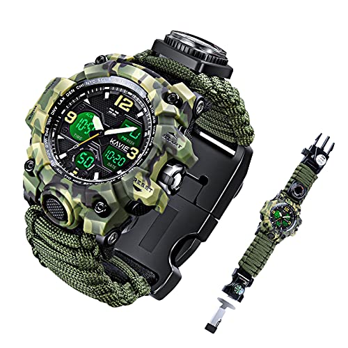 Mens Tactical Military Digital Watch, 23-in-1 Survival Multi-Functional Army Outdoors Waterproof Camouflage Sports Watches...