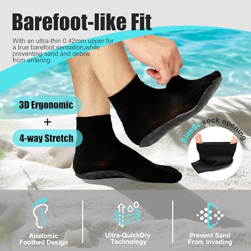 RANDY SUN Barefoot Quick-Dry Sand Beach Socks, Breathable Seamless Yoga Sock With TPE Sole