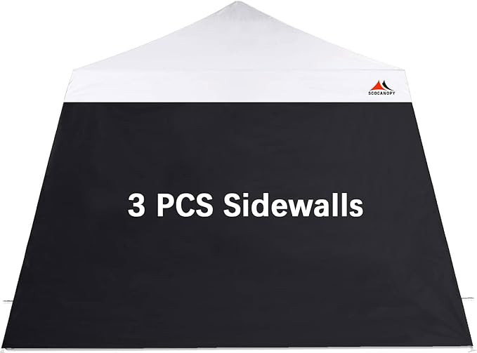 SCOCANOPY SideWall for 10x10ft Slant Leg Canopy Frame, 3 Pack SunWall Only (Black)