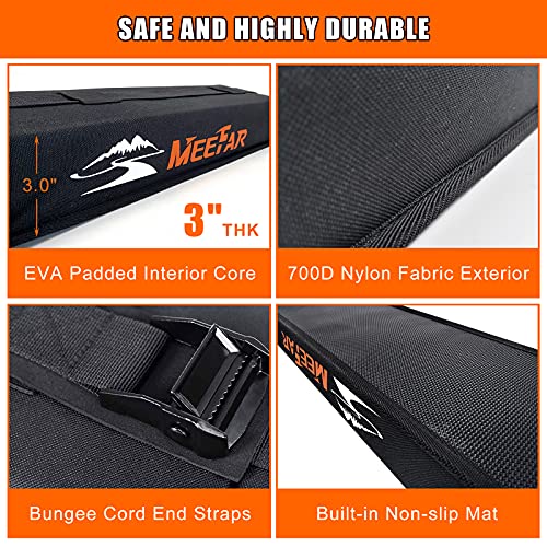MeeFar Universal Car Soft Roof Rack Pads Luggage Carrier System for Kayak Surfboard SUP Canoe Include 2 Heavy Duty Tie Dow...