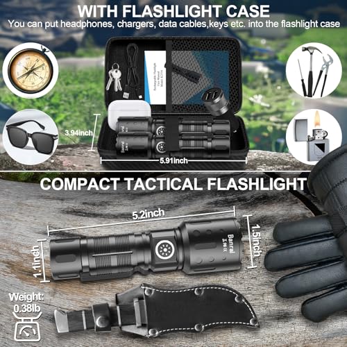 Rechargeable Flashlights High Lumens, Super Bright LED Small Powerful Tactical Flashlight with Memory Function, 6Modes Poc...