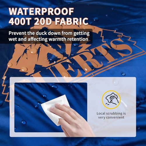 Down Backpacking Sleeping Bag for Cold Weather 20°F to -11°F, XXL Large Ultralight Sleeping Bag Ideal for Adults Camping, ...