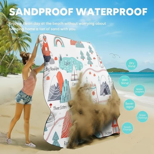 SONGYUAN Extra Large Picnic Outdoor Blanket, 80''x80'' Waterproof Foldable Blankets Gingham Picnic Mat for Beach,Nordic Fo...