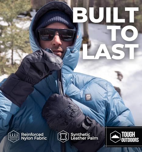 Tough Outdoors Adult Ski Mittens - Waterproof Winter Gloves Men & Women - Thermal Fleece Lining for Cold Weather Gear