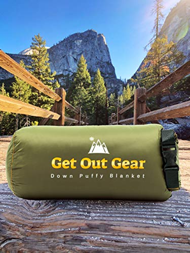 Get Out Gear Down Camping Blanket - Puffy, Packable, Lightweight and Warm | Ideal for Outdoors, Travel, Stadium, Festival...