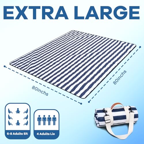 Genovega Waterproof Sandproof Beach Blanket Picnic Outdoor Mat Extra Large Foldable Sand Free Big Giant XL Car Essential R...