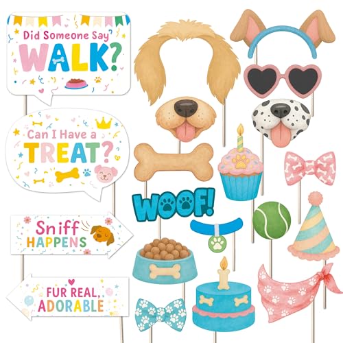 Dog Birthday Photo Booth Props & Puppy Party Decorations - 20pcs