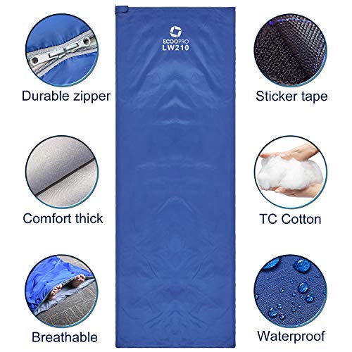 ECOOPRO Warm Weather Sleeping Bag - Portable, Waterproof, Compact Lightweight, Comfort with Compression Sack - Great for O...