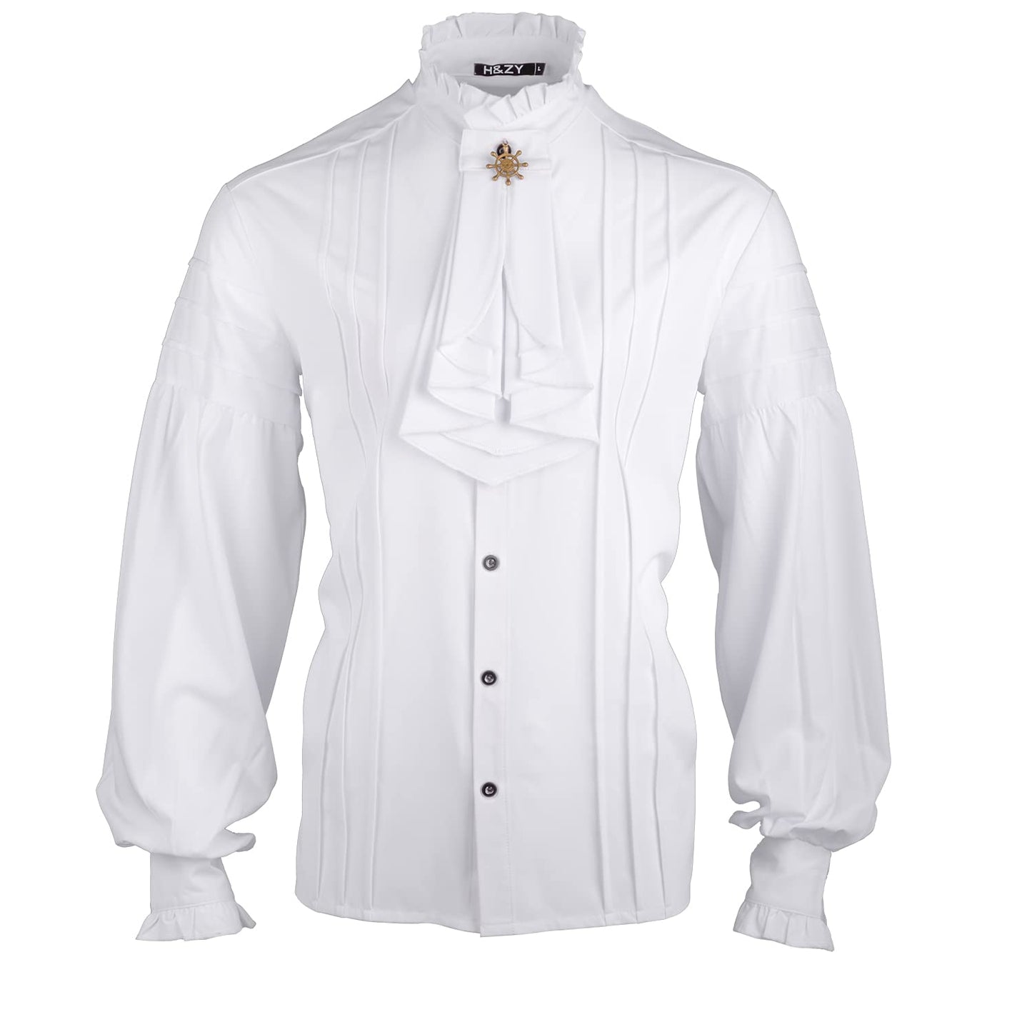 H&ZY Mens Pirate Shirt Vampire Medieval Renaissance Victorian Steampunk Gothic Ruffled Adult Halloween Costume