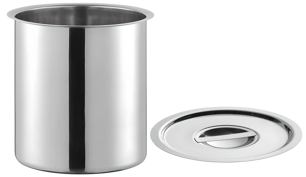 OCS Parts 3.5 Quart Bain Marie Pot with Lid Set | 7-3/4" x 5-11/16" Stainless Steel Pot for Warm or Cold Food, Home Kitchens, Stovetop, Steam Tables, Soup Warmers or Buffet and Salad Bars