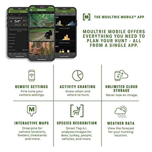 Moultrie Edge Cellular Trail Camera - Auto Connect - Nationwide Coverage - 720p Video with Audio - Built in Memory - Cloud Storage - 80 ft Low Glow IR LED Flash